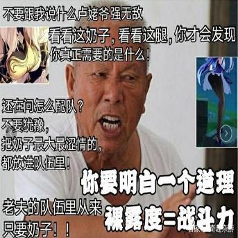 不要跟我说什么卢姥爷强无敌看看这奶子，看看这腿，你才会发现你真正需要的是什么！还在问怎么配队？不要犹豫，把奶子最大最涩情的都放进队伍里！你要明白一个道理老夫的队伍里从来：裸露度二战升力只要奶子！！